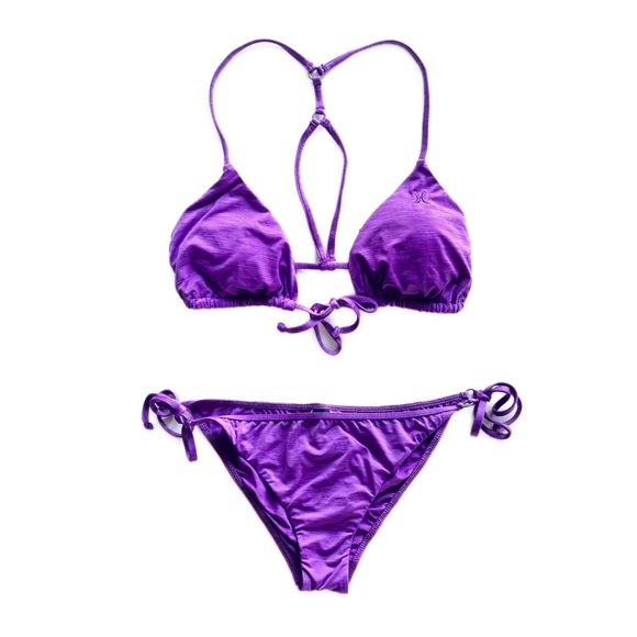 Hurley Other - HURLEY “Deluxe” Tri Bra/Tie Side Bikini Set - L